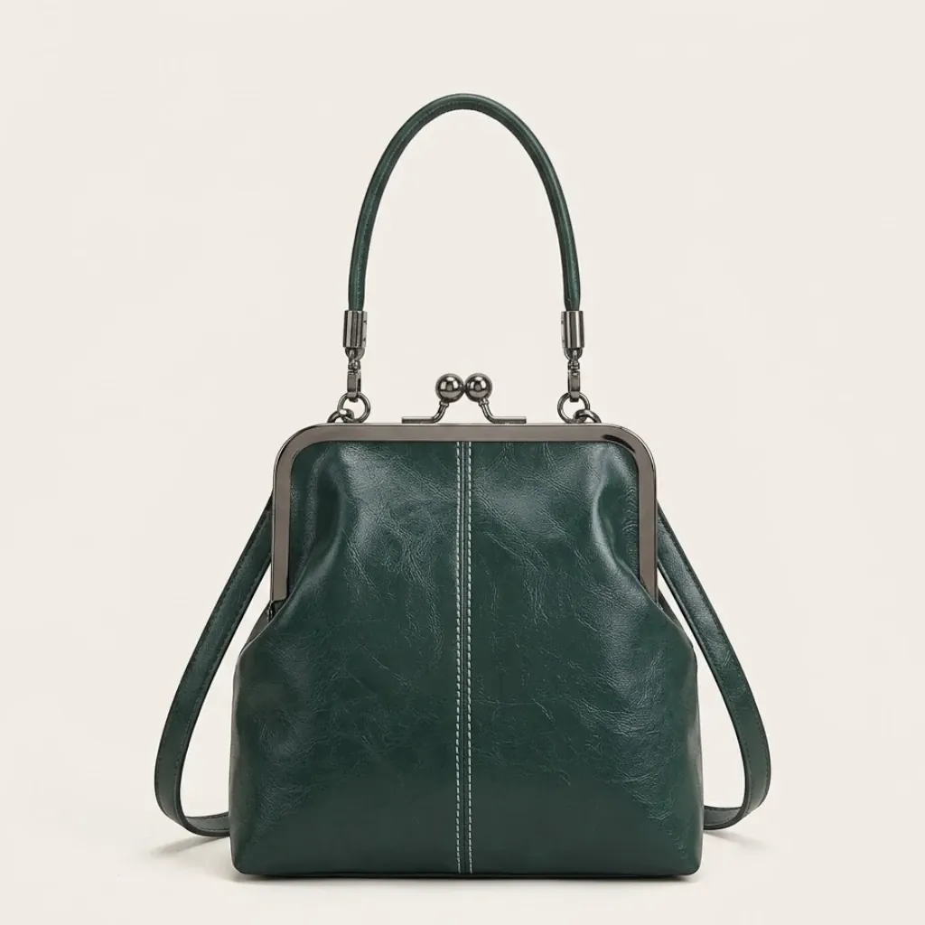 Petit sac à main clipsable en cuir vegan Vert