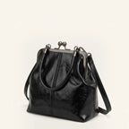 Petit sac à main clipsable en cuir vegan Noir