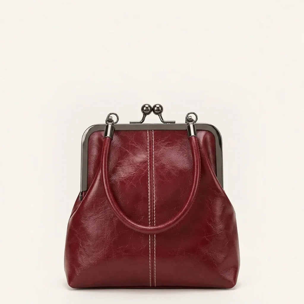 Petit sac à main clipsable en cuir vegan Rouge