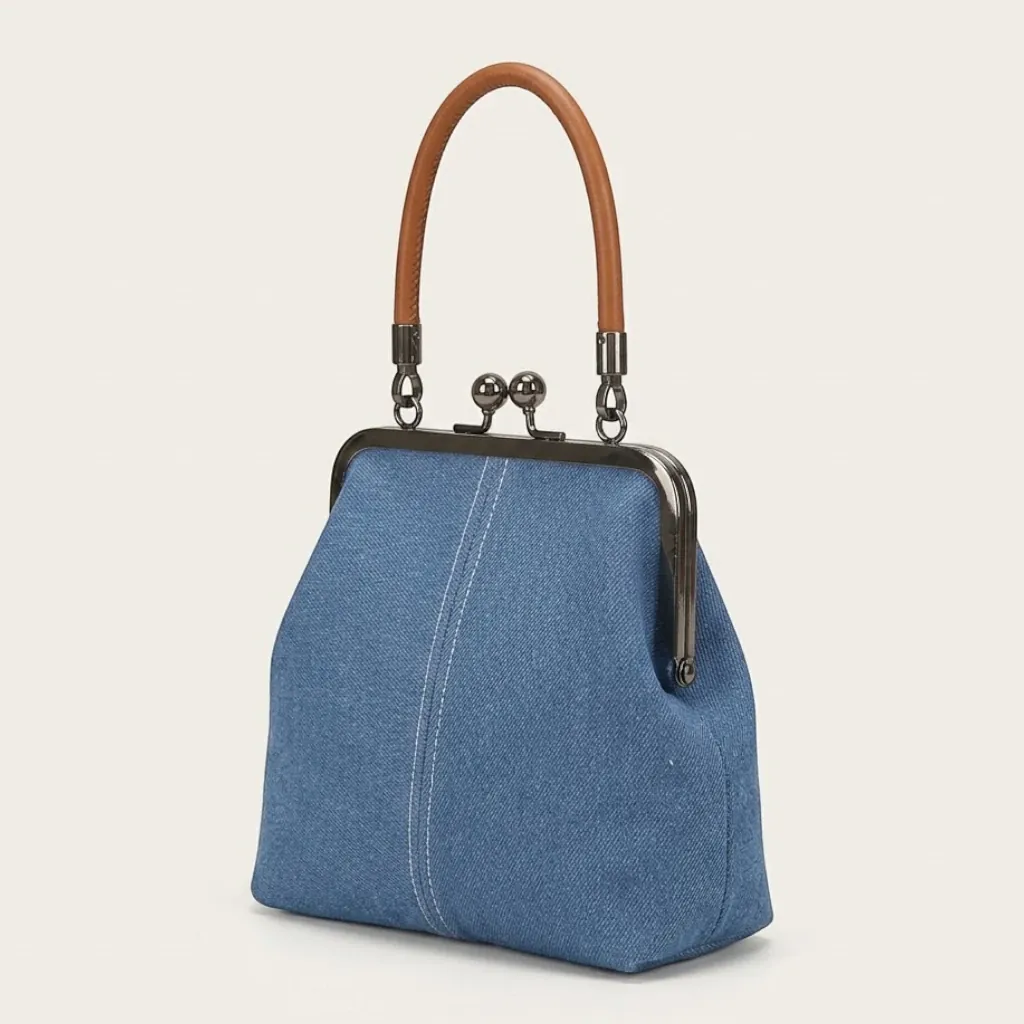 Petit sac à main clipsable en jeans Bleu ciel