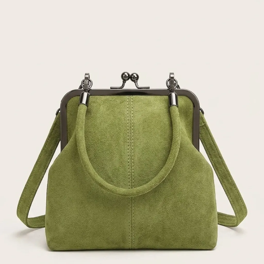 Petit sac à main clipsable en suédine Vert