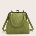 Petit sac à main clipsable en suédine Vert