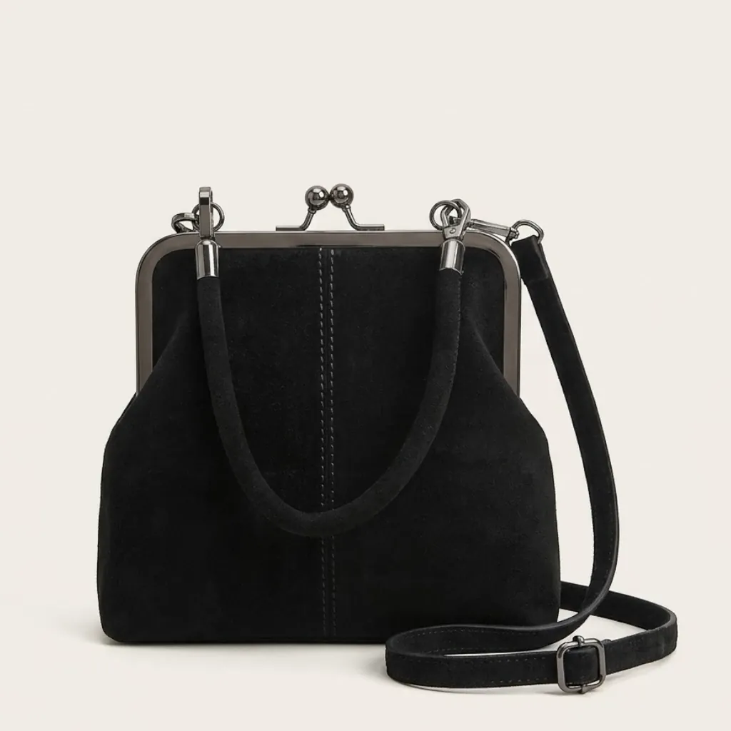 Petit sac à main clipsable en suédine Noir