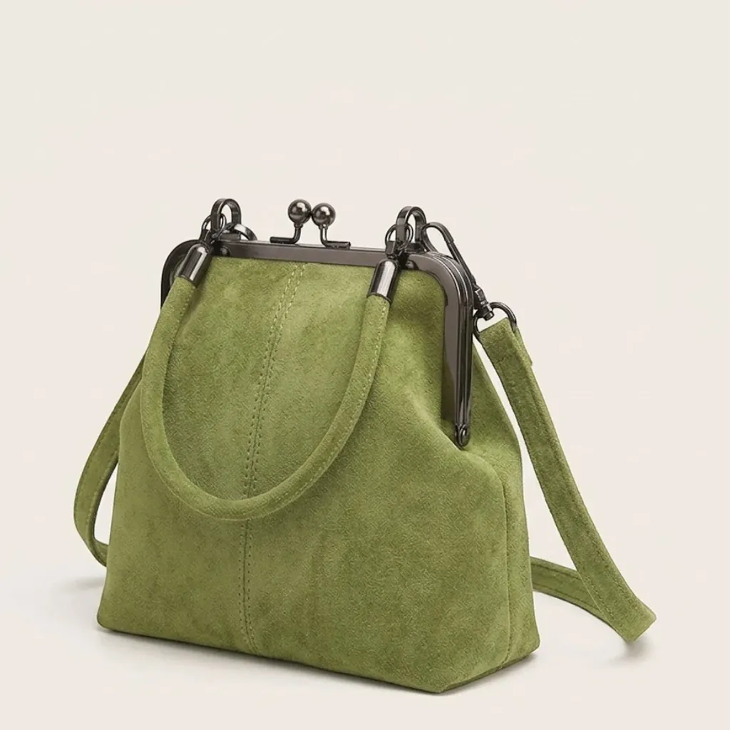 Petit sac à main clipsable en suédine Vert