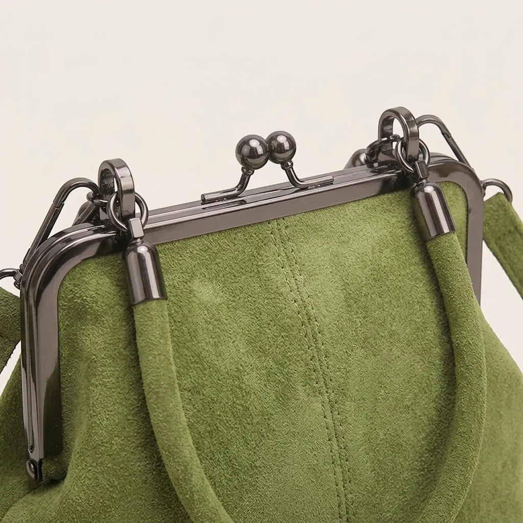 Petit sac à main clipsable en suédine Vert