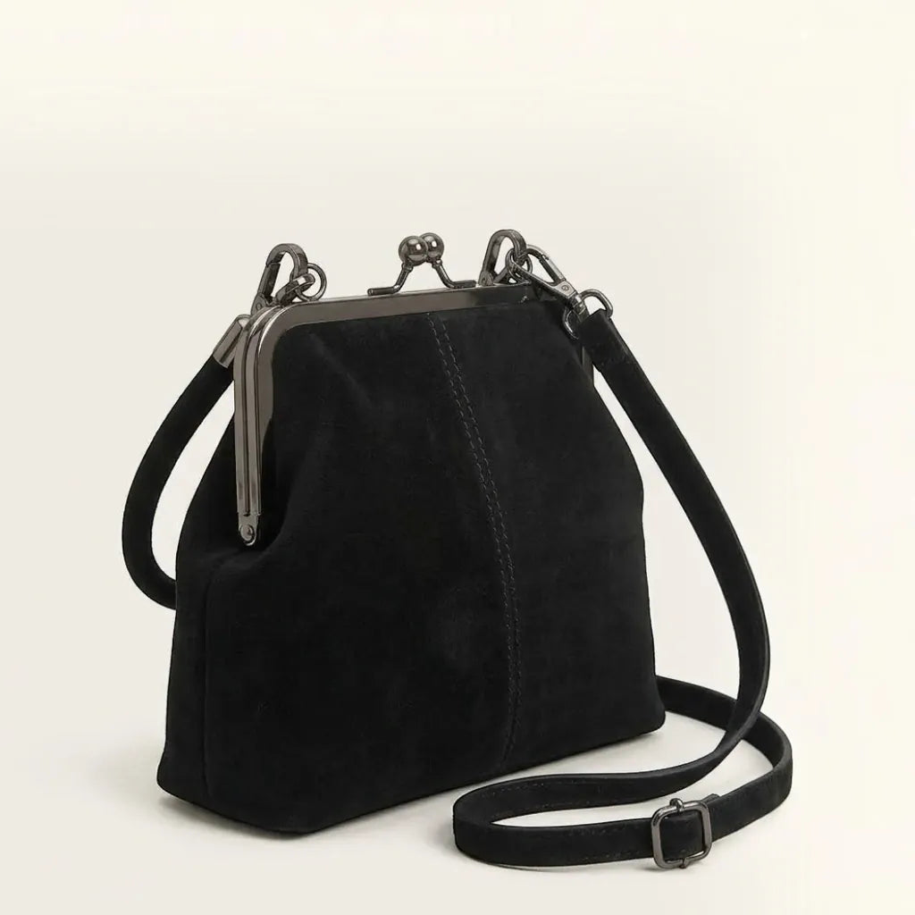 Petit sac à main clipsable en suédine Noir