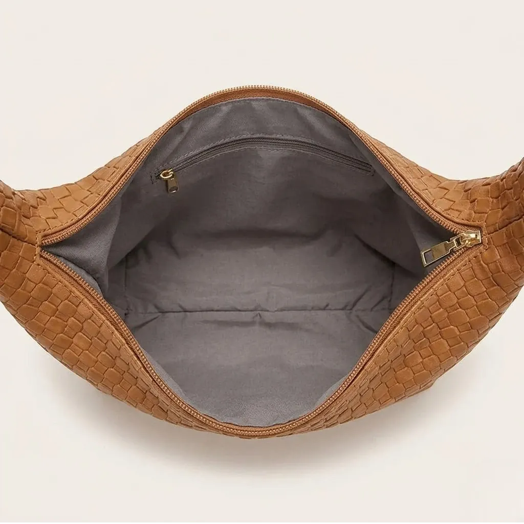 Petit sac a main effet tressé Marron