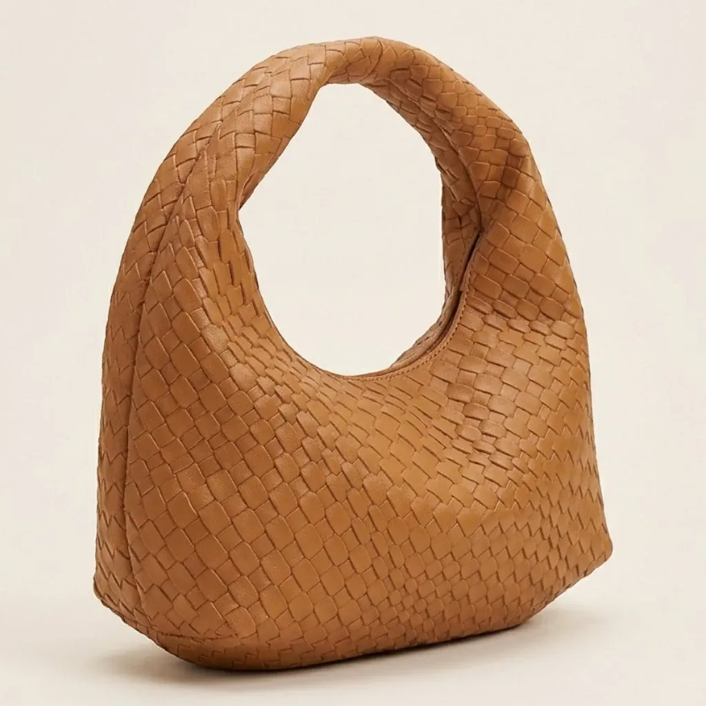 Petit sac a main effet tressé Marron