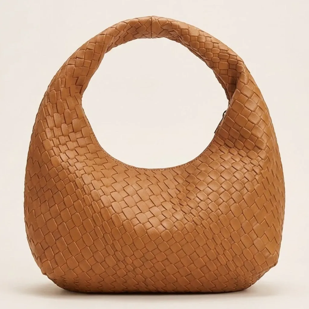 Petit sac a main effet tressé Marron