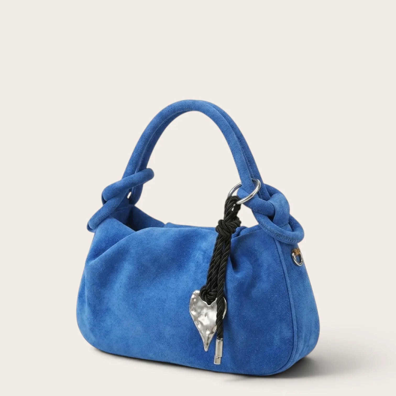 Petit sac a main en suédine travaillé Bleu