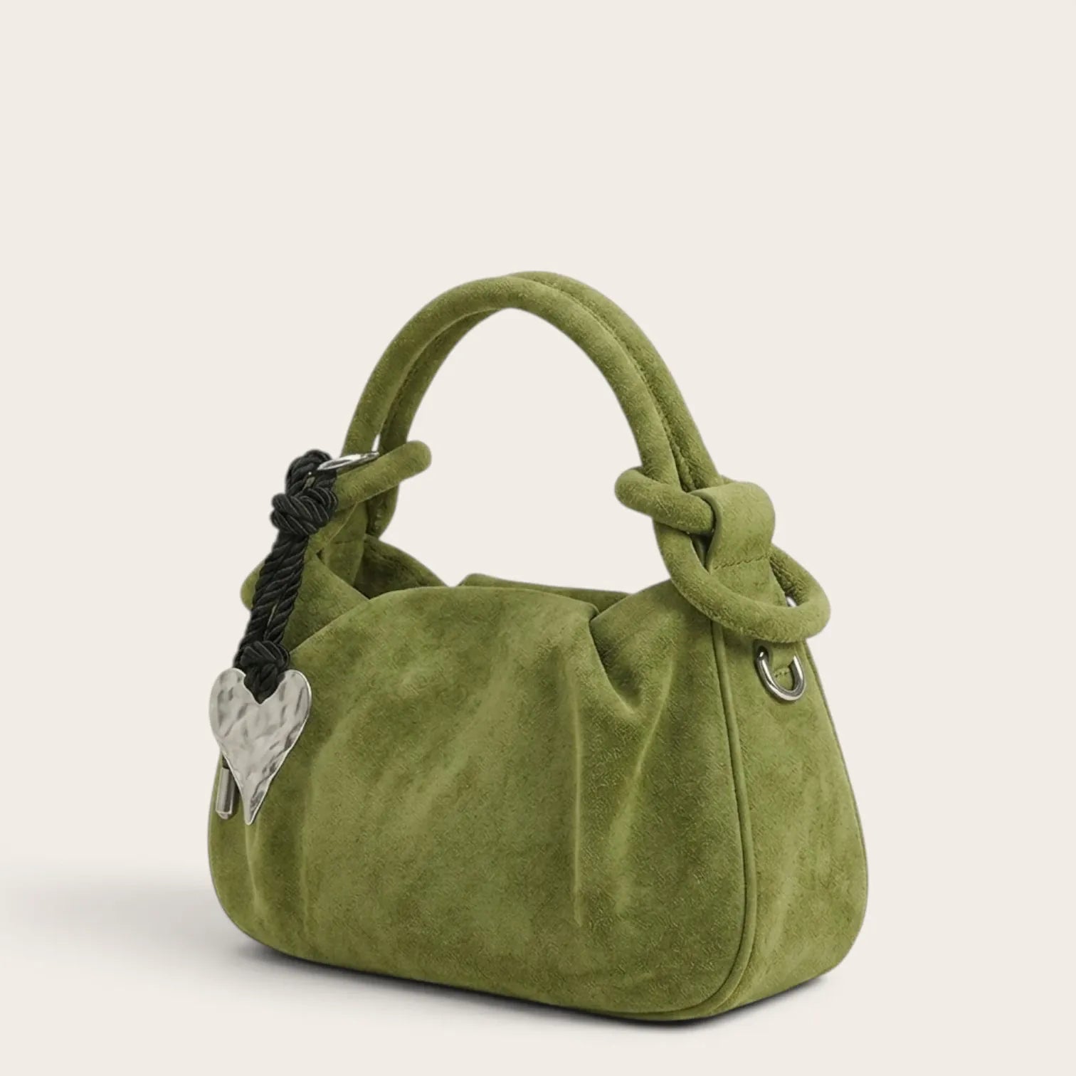 Petit sac a main en suédine travaillé Vert