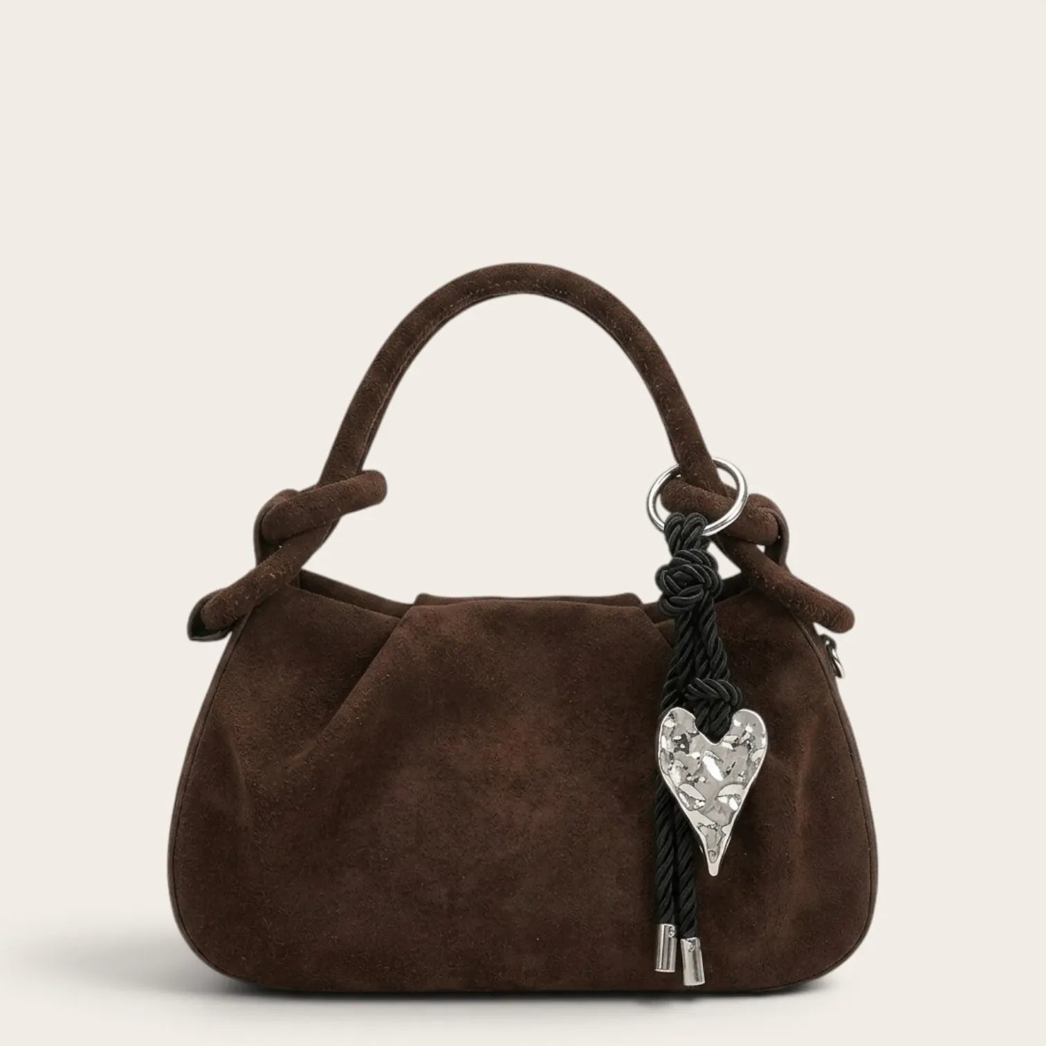 Petit sac a main en suédine travaillé Café