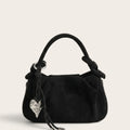 Petit sac a main en suédine travaillé Noir
