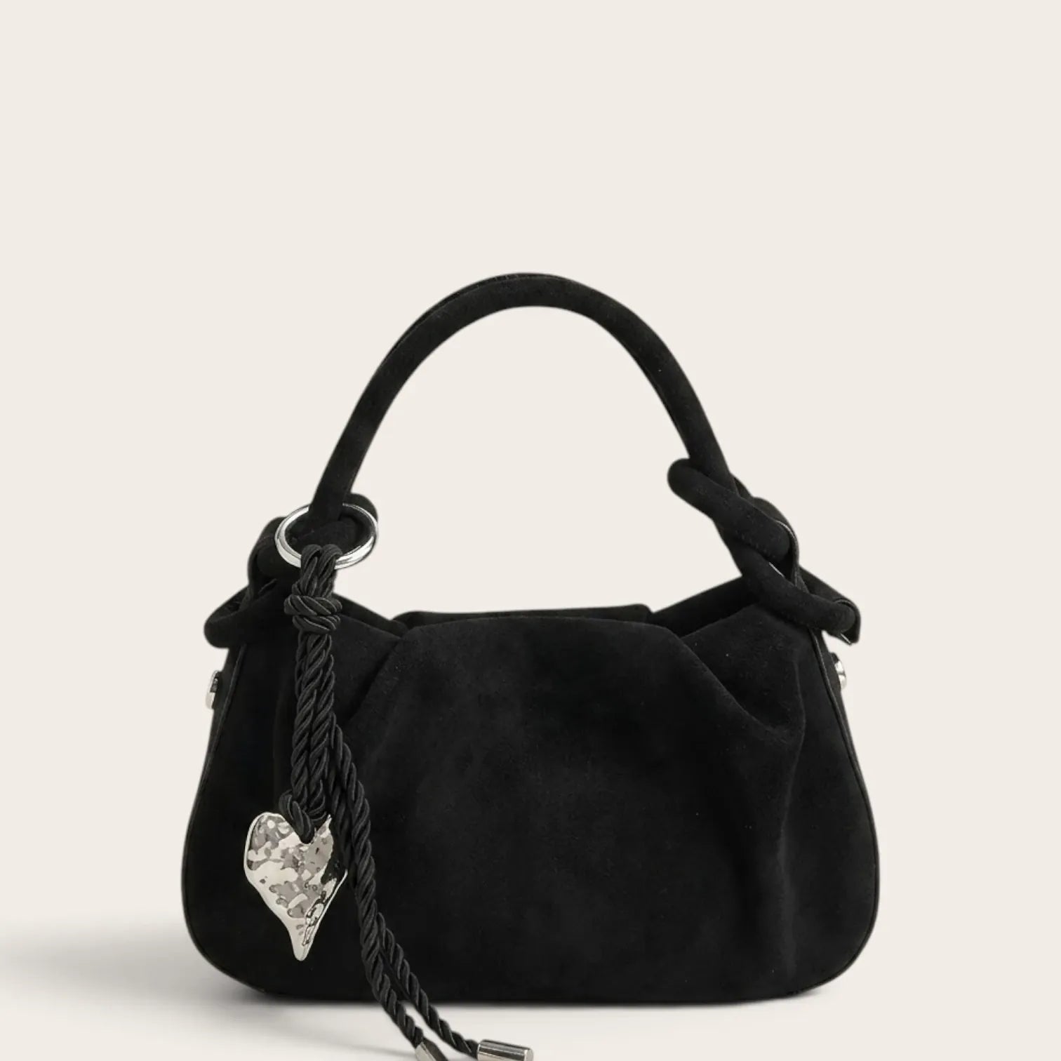Petit sac a main en suédine travaillé Noir