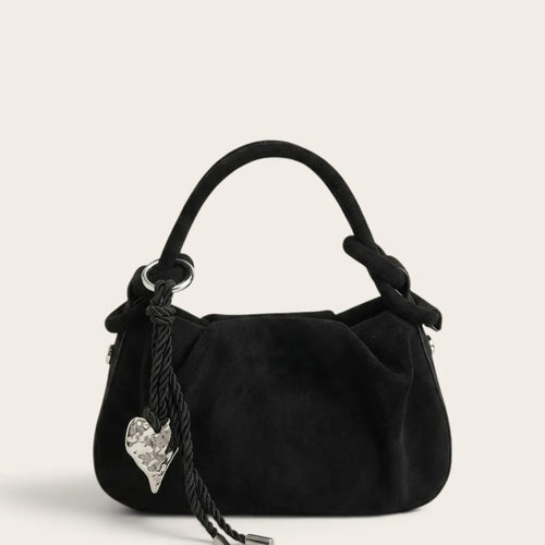 Petit sac a main en suédine travaillé Noir
