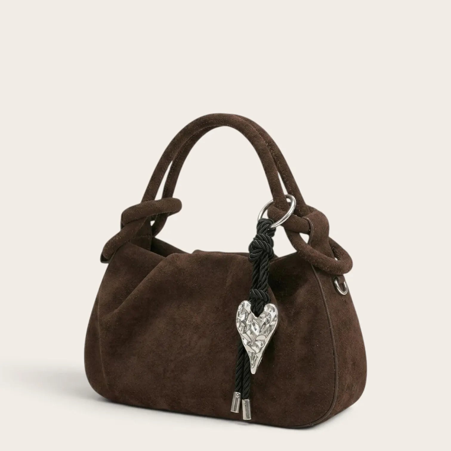 Petit sac a main en suédine travaillé Café
