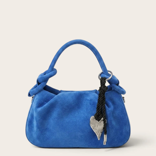 Petit sac a main en suédine travaillé Bleu