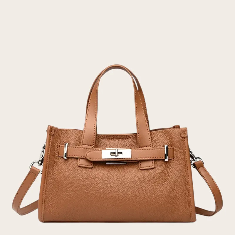 Petit sac a main large en cuir Camel