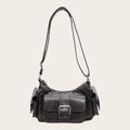 Petit sac bandoulière rétro poche avant boucle look vintage
