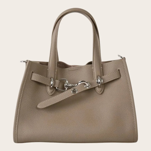 Petit sac cabas en cuir grainé Khaki