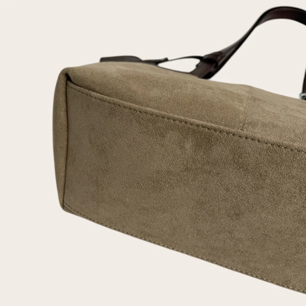 Petit sac cabas en suédine Khaki