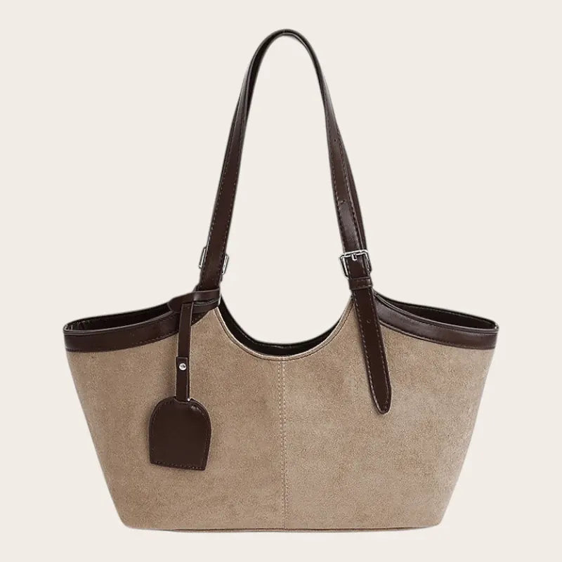 Petit sac cabas en suédine Khaki