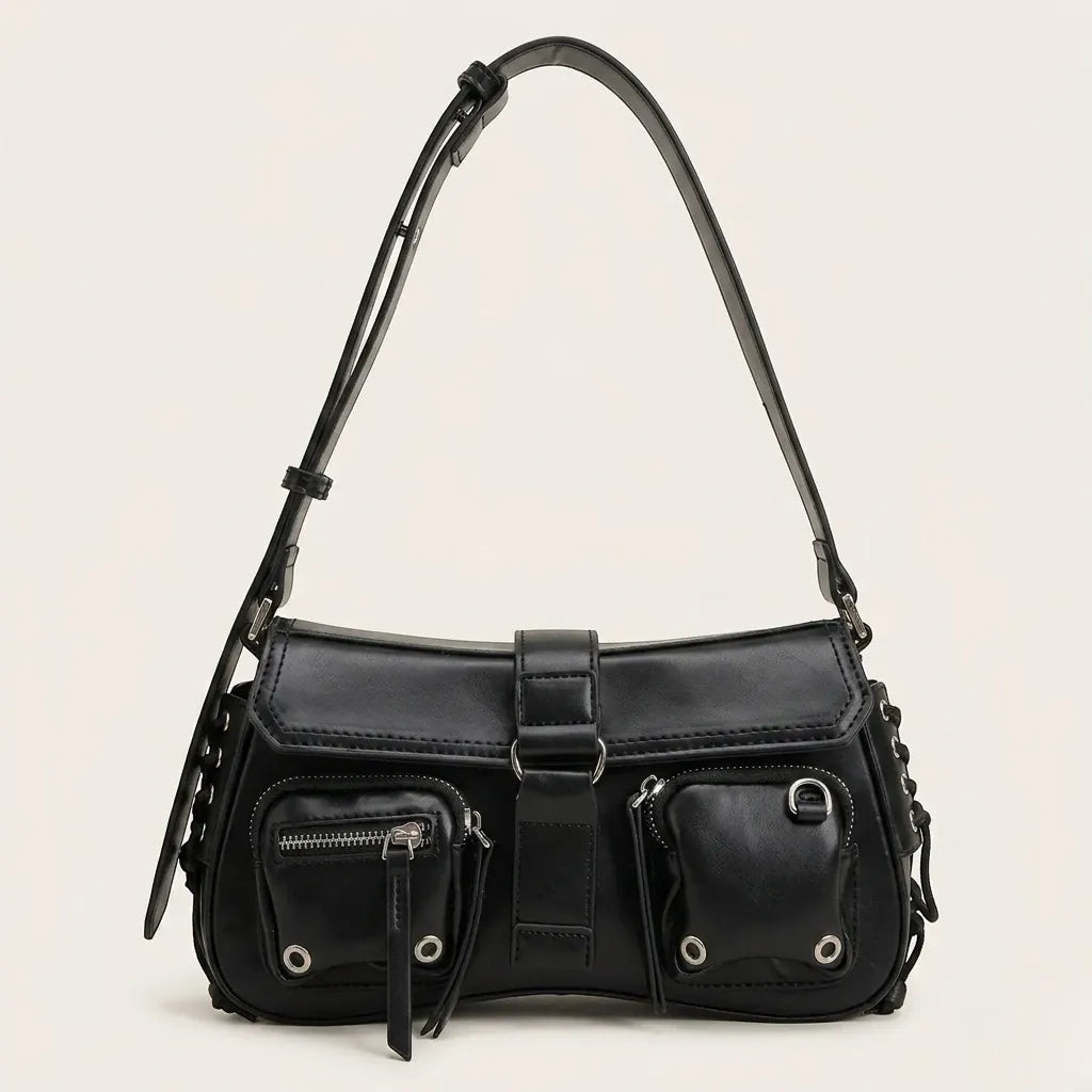 Petit sac cargo cuir vegan noir