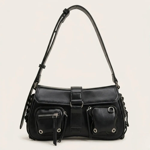 Petit sac cargo cuir vegan noir