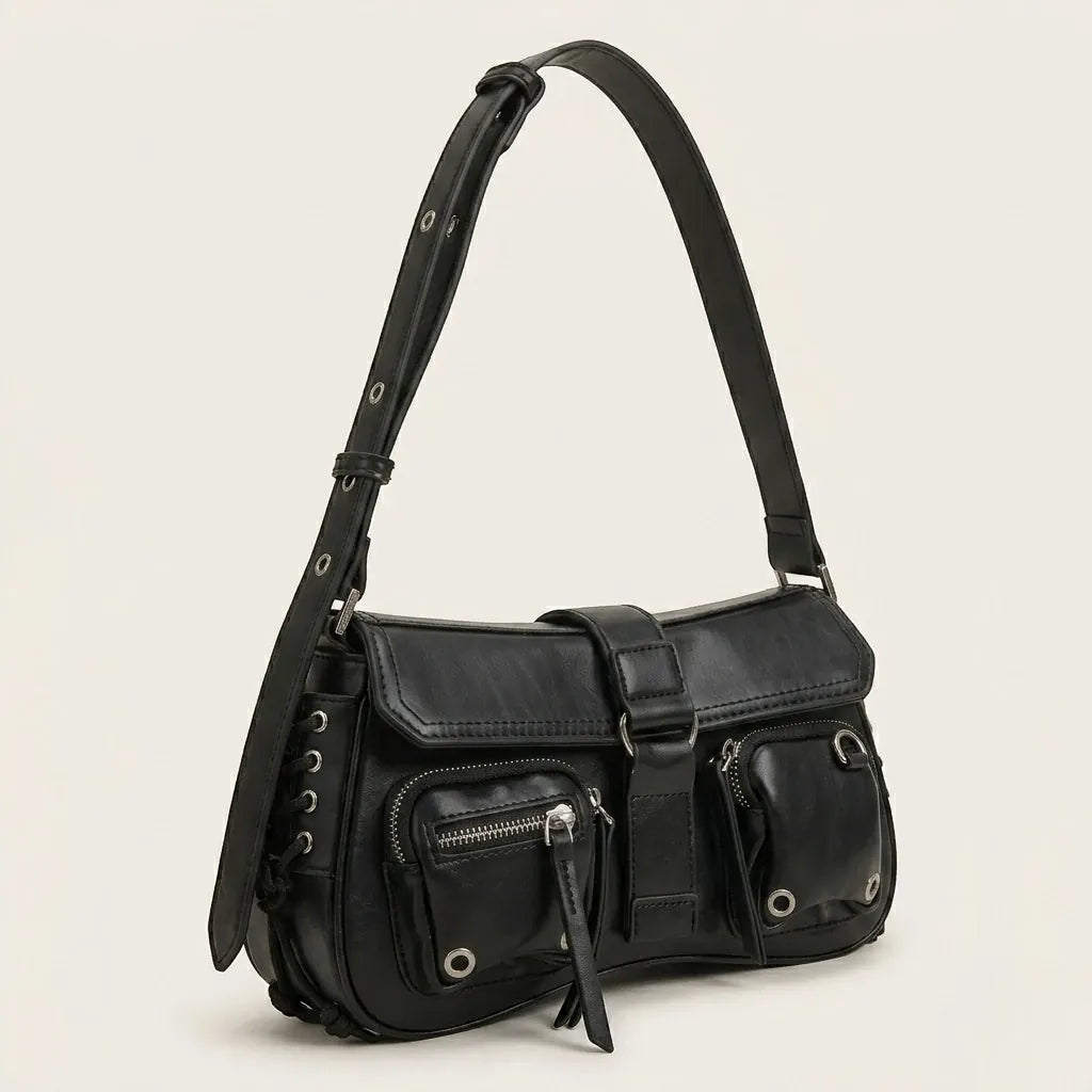 Petit sac cargo cuir vegan noir