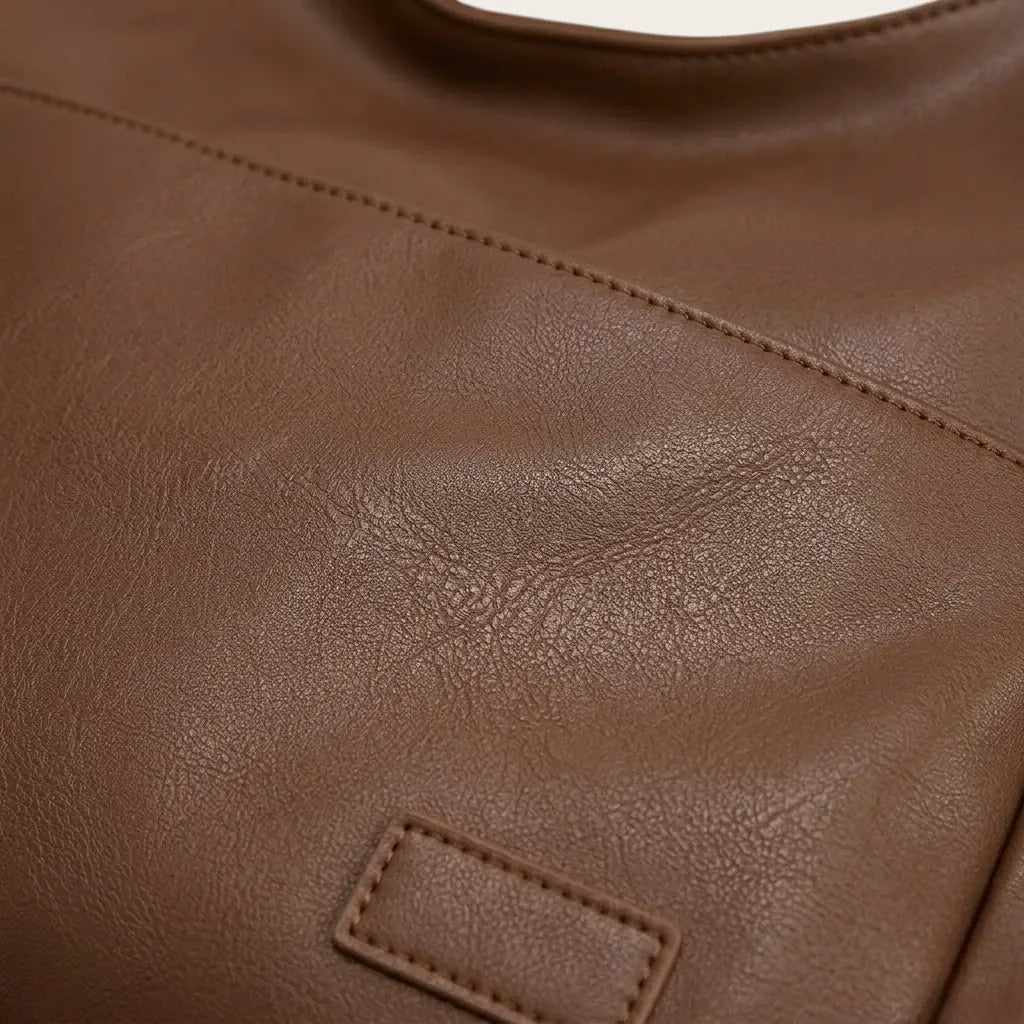 Petit sac hobo en cuir vegan Marron