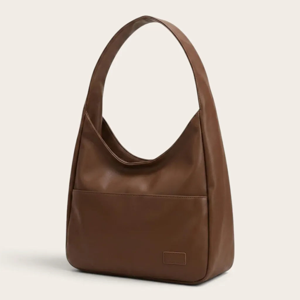 Petit sac hobo en cuir vegan Marron