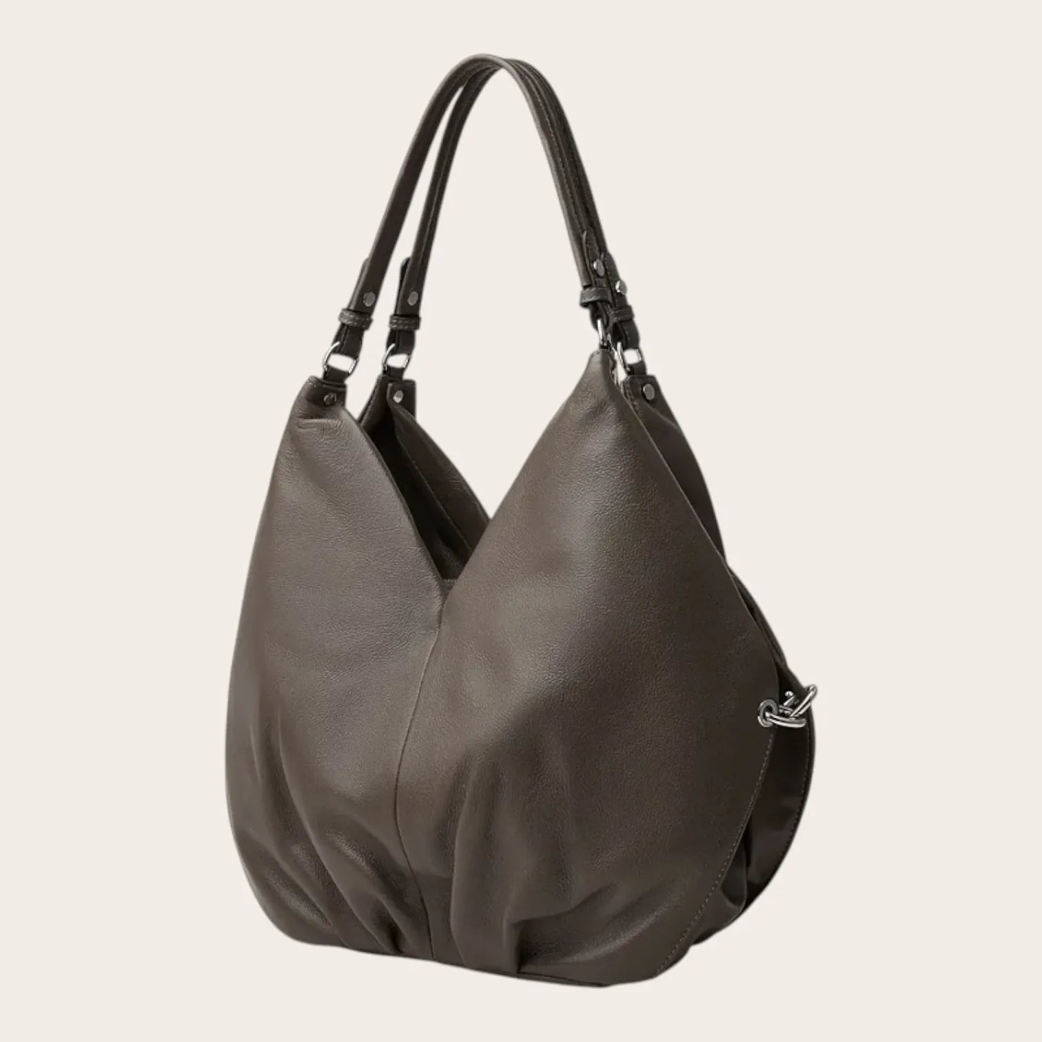 Sac a main baluchon cuir Khaki