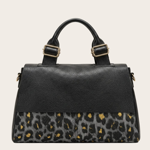 Sac a main bicolore mi-cuir léopard
