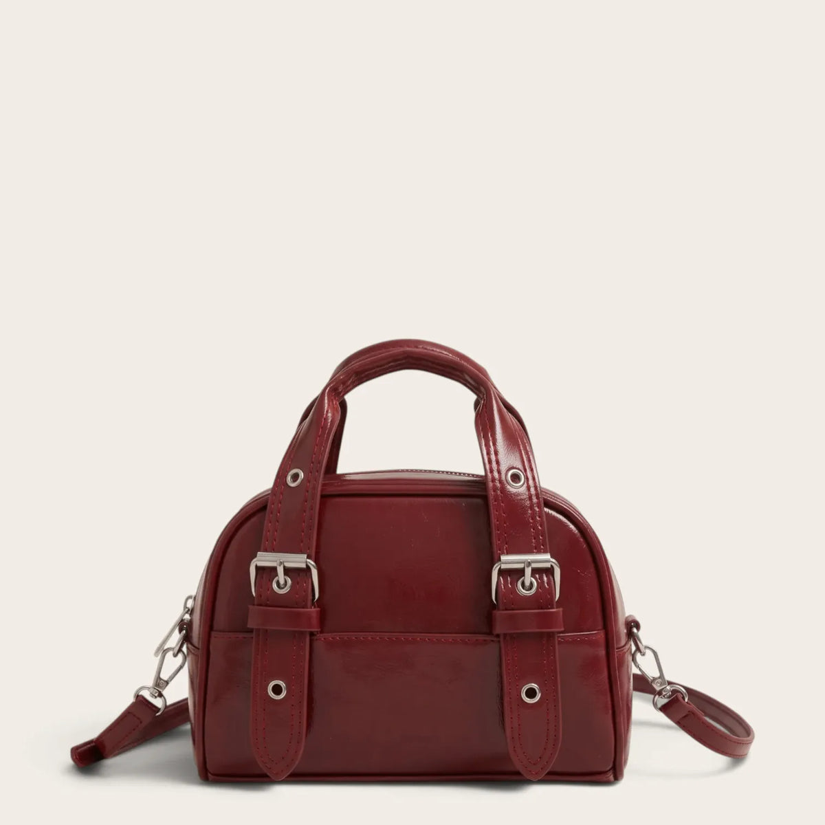 Sac à main bowling vintage ciré Rouge