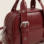 Sac à main bowling vintage ciré Rouge
