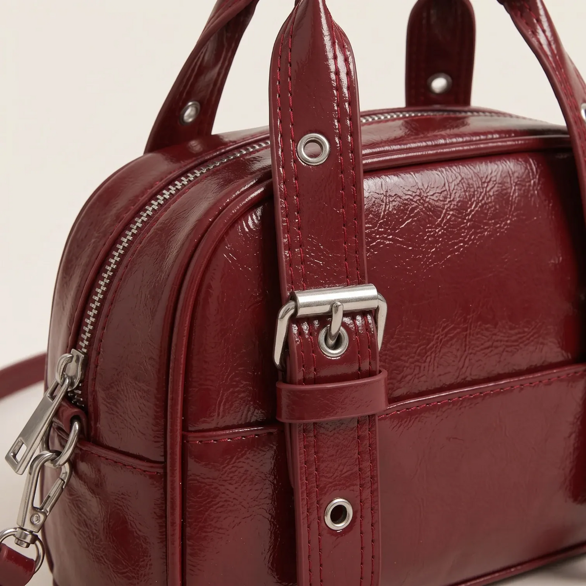 Sac à main bowling vintage ciré Rouge