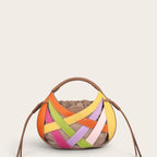 Sac a main cage cuir vegan tressé rond Multicolor