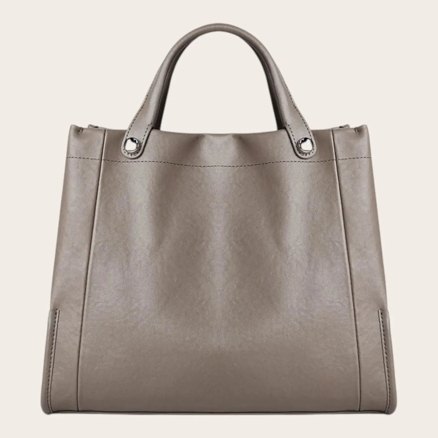 Sac a main carré en cuir lisse Khaki