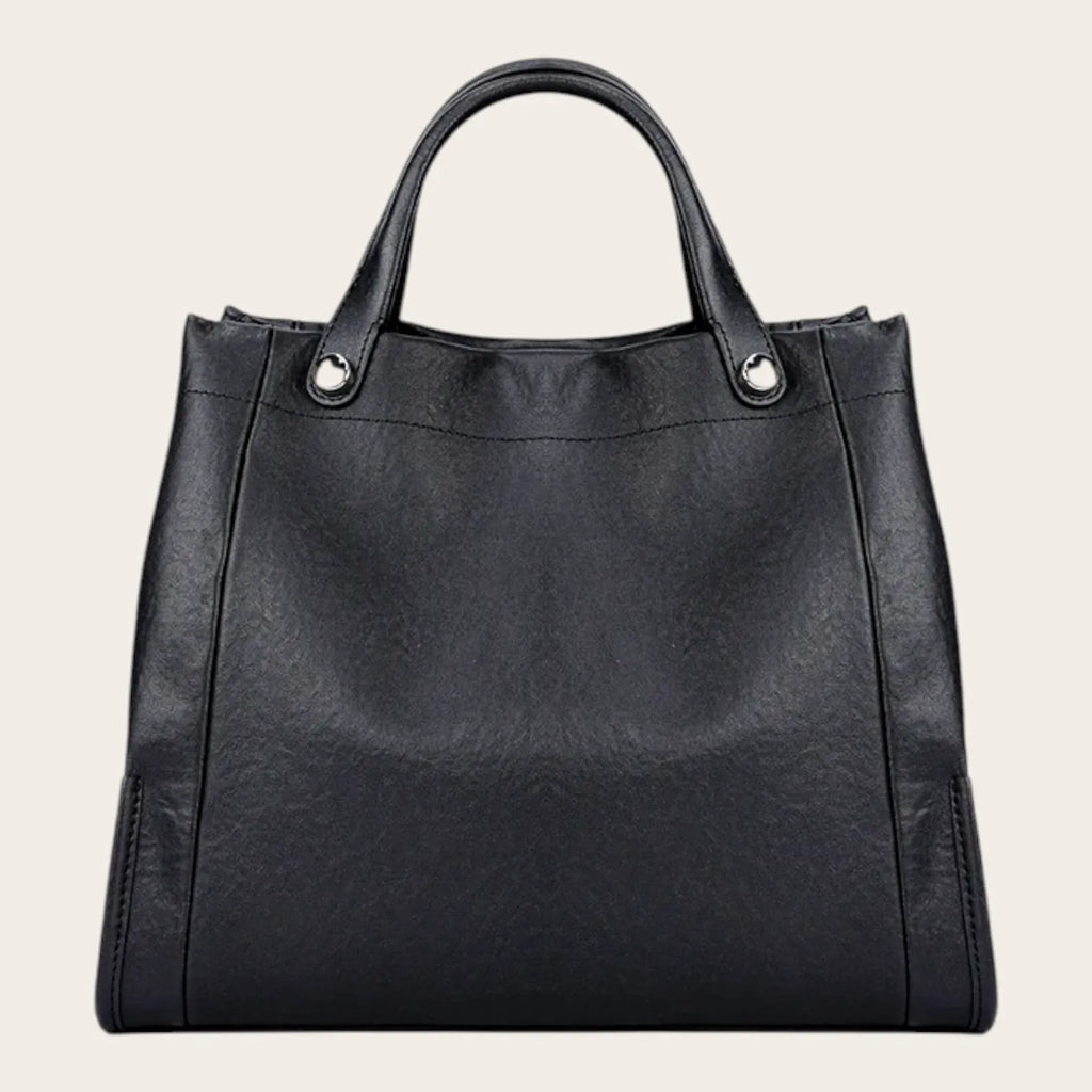 Sac a main carré en cuir lisse Noir