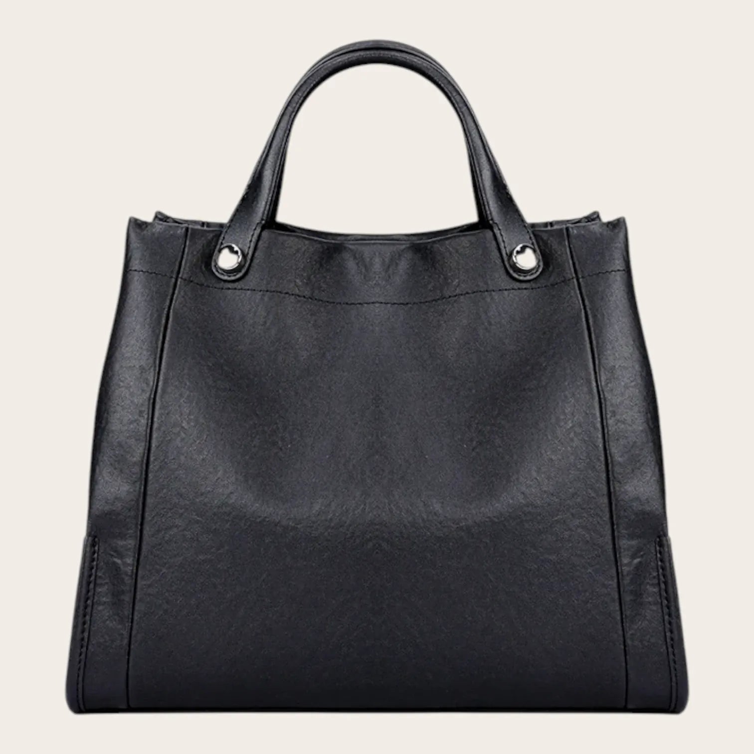 Sac a main carré en cuir lisse Noir
