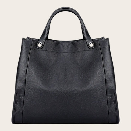 Sac a main carré en cuir lisse Noir