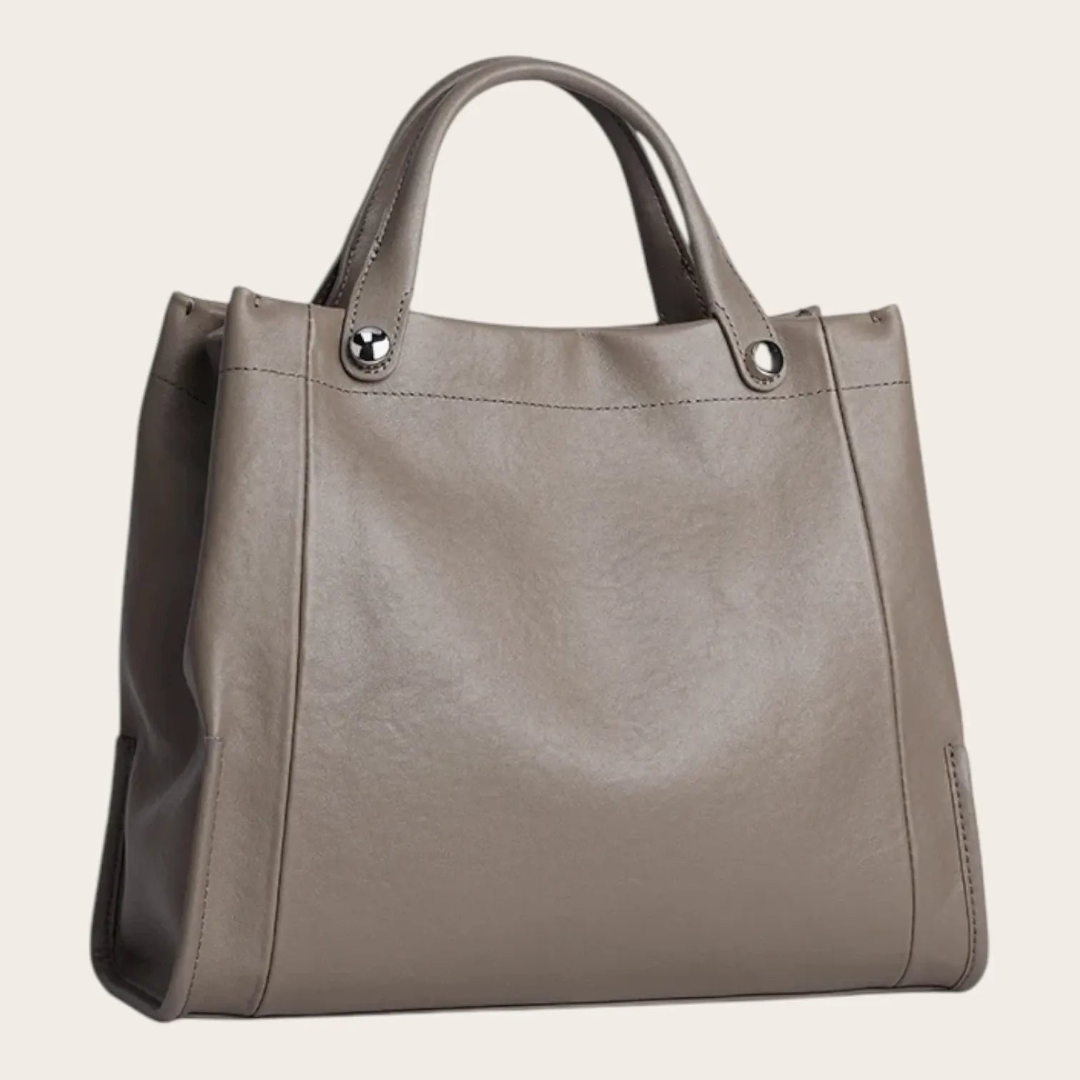 Sac a main carré en cuir lisse Khaki