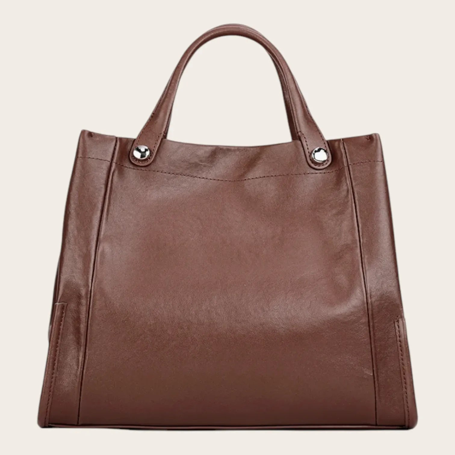 Sac a main carré en cuir lisse Marron