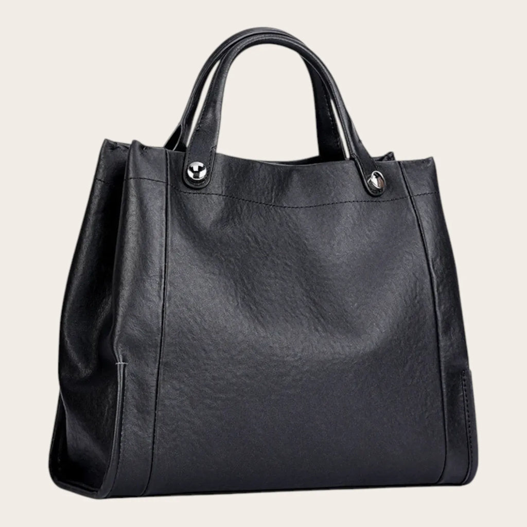 Sac a main carré en cuir lisse Noir