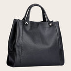 Sac a main carré en cuir lisse Noir