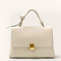 Sac a main cartable cuir vegan fermoir métal doré Blanc