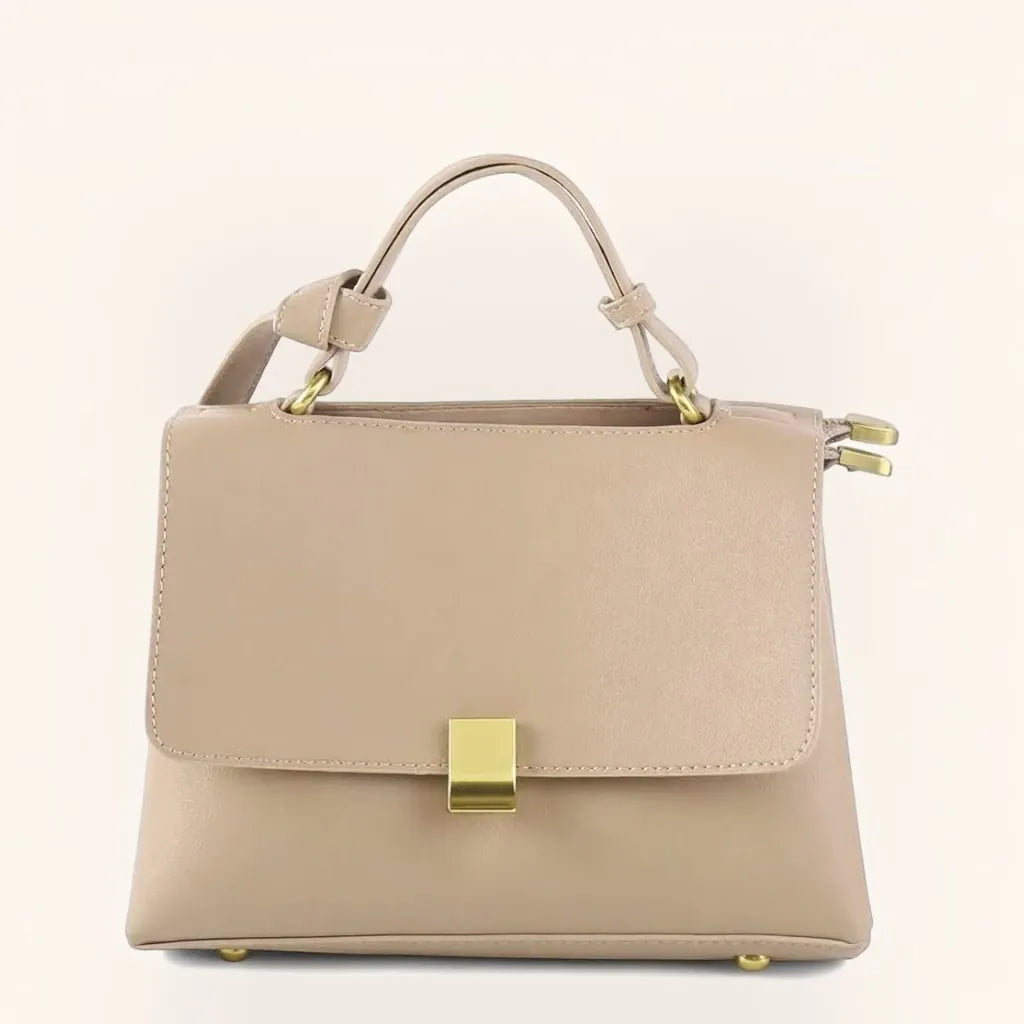Sac a main cartable cuir vegan fermoir métal doré Abricot