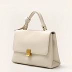 Sac a main cartable cuir vegan fermoir métal doré Blanc