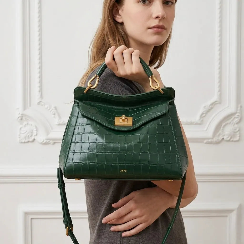 Sac a main croco cuir Vert