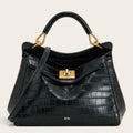 Sac a main croco cuir Noir